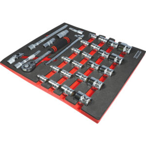 30 RÉSZES METRIKUS  KEN-GRIP 1/2" DUGÓKULCS KÉSZLET SZIVACSBAN T0691